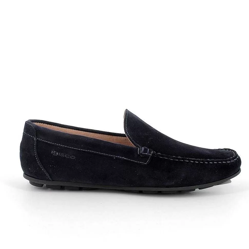 Blue Men'S Leather Loafers-Igi&Co Outlet