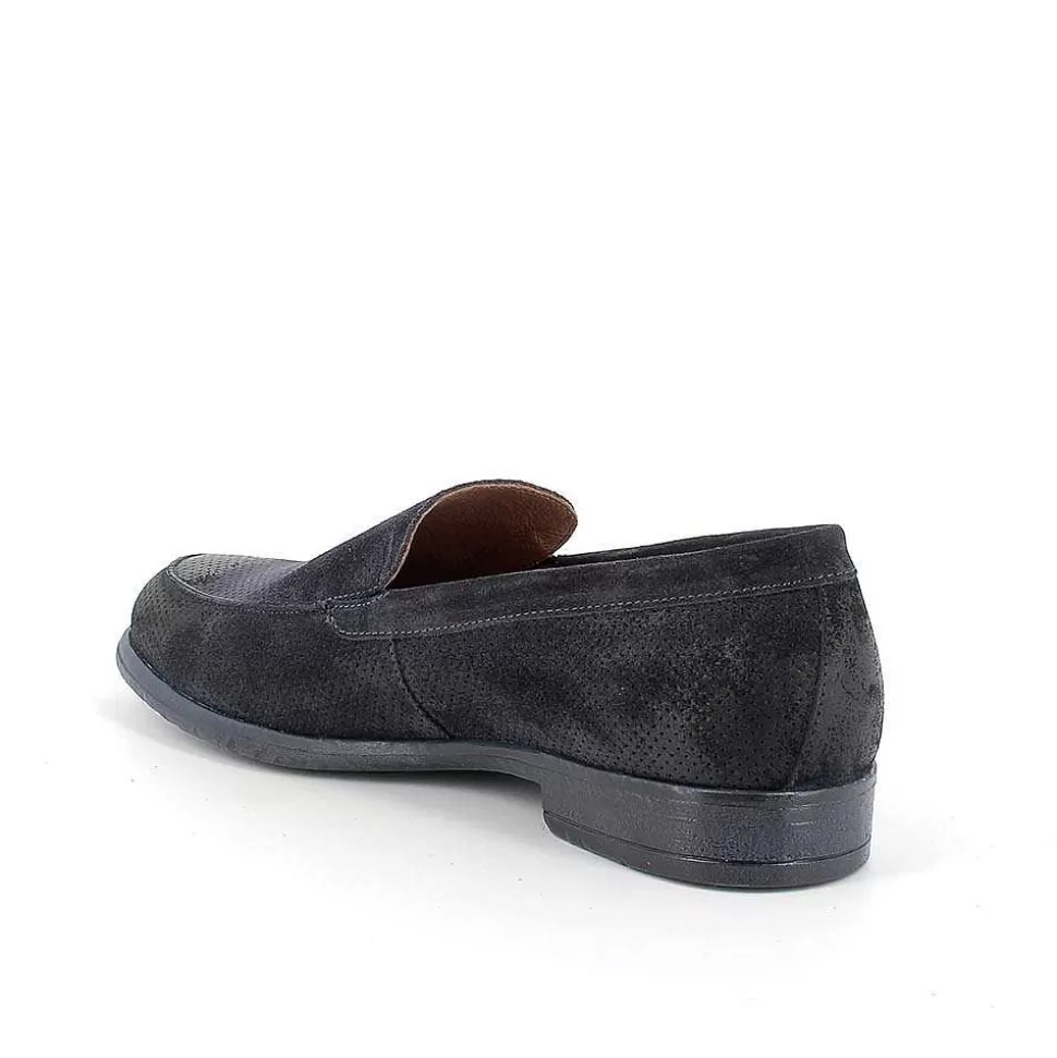 Blue Men'S Leather Loafers-Igi&Co Shop