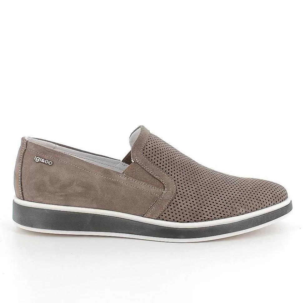 Pewter Men'S Leather Slip On-Igi&Co Cheap